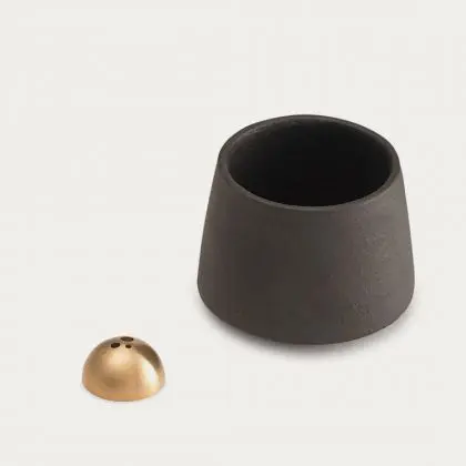 Black Mini Incense Pot - Black Matt Stoneware