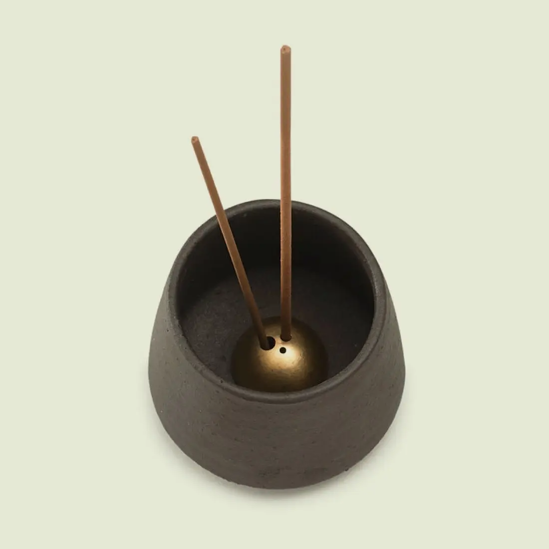 Black Mini Incense Pot - Black Matt Stoneware - Image 3